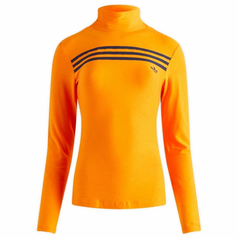 NWT Adidas Originals Womens Long Sleeve 3 Striped T-Shirt in Unity Orange, XL